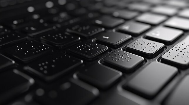 Close up view of a black laptop keyboard key arrangement