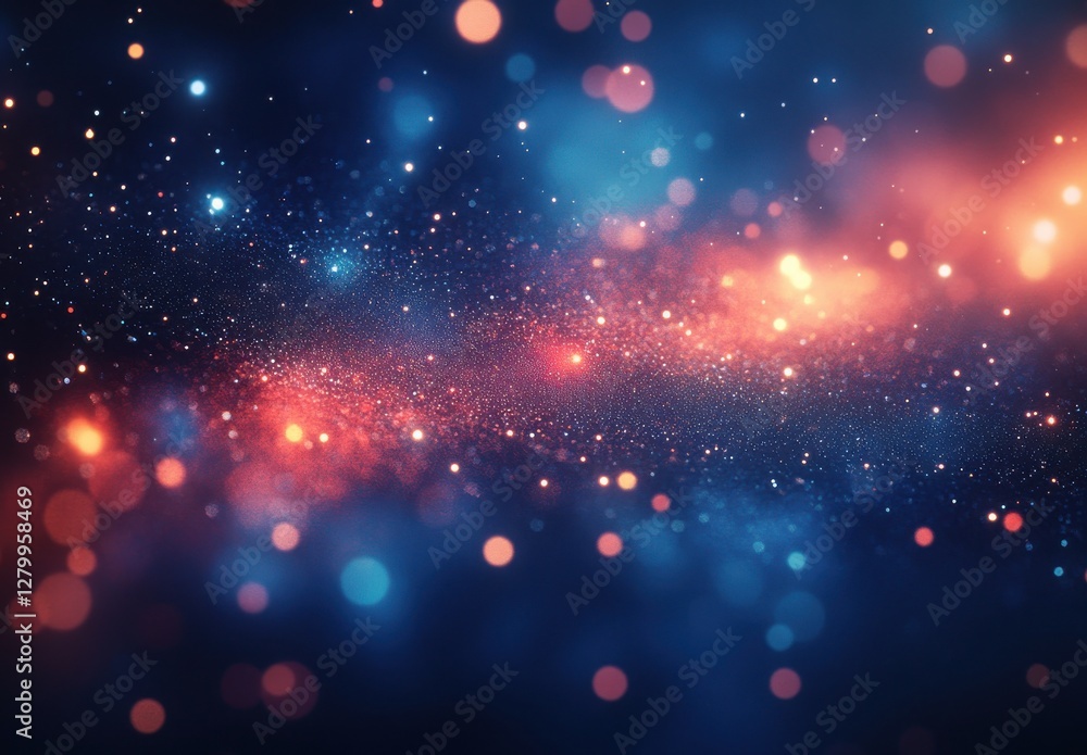 Poster vibrant cosmos background with colorful star particles and glowing bokeh effect in deep space for cr