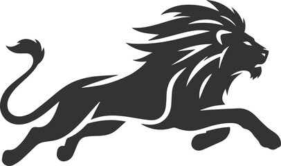 A lion chasing after its prey at full speed vector animal silhouette