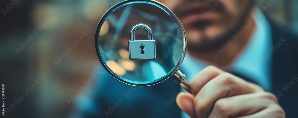 Leinwandbilder information security technology concept in business, system engineer analyzing padlock icons with a 