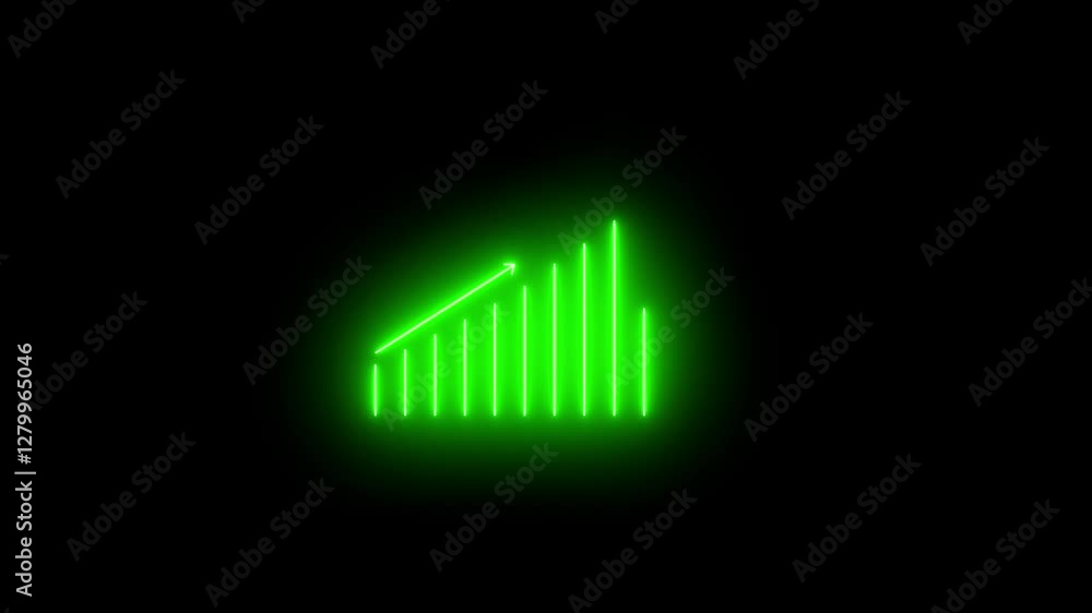 Poster neon business graph animation increased. 12 graph bar animation increased. 12 month increased graph 