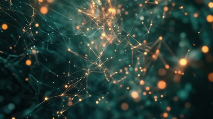 Obraz premium Data Science Analytics Abstract digital network with glowing nodes and connections on a dark background.