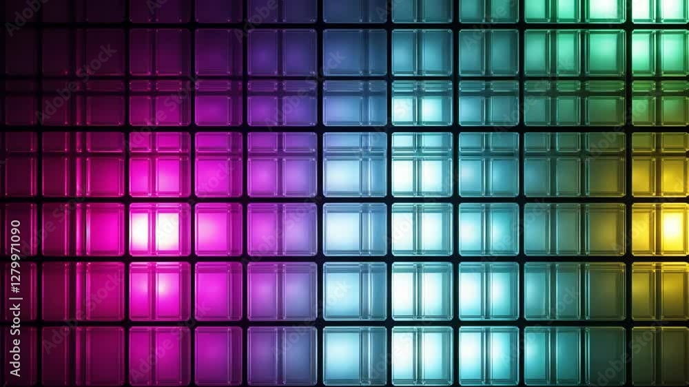 Poster vibrant light display creates a captivating pattern of color and texture in a geometric arrangement