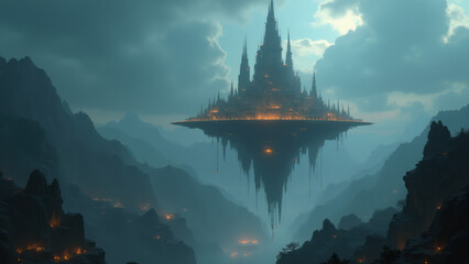 Floating City, Fantasy Landscape, Dark Fantasy - Dark Fantasy
