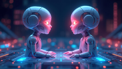 Futuristic AI Robots, Digital Twins, Cyborgs - AI