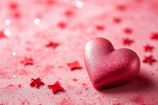 red heart on a pink background