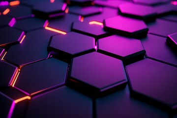 Abstract Hexagon Pattern with Neon Light