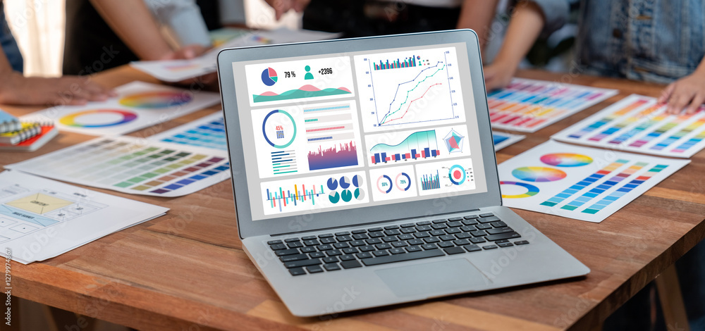 Poster business data dashboard provide brisk business intelligence analytic for marketing strategy planning