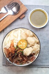 Tekwan is Indonesian Traditional Food from Palembang. Made from fish and tapioca. Served with shrimp sauce.
