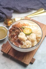 Tekwan is Indonesian Traditional Food from Palembang. Made from fish and tapioca. Served with shrimp sauce.
