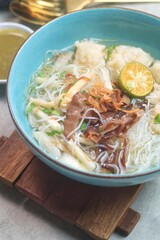 Tekwan is Indonesian Traditional Food from Palembang. Made from fish and tapioca. Served with shrimp sauce.
