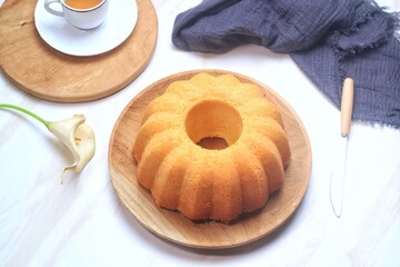 Cake Tape or Fermented Cassava Cake in white plate cake on white background
