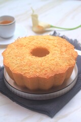 Cake Tape or Fermented Cassava Cake in white plate cake on white background
