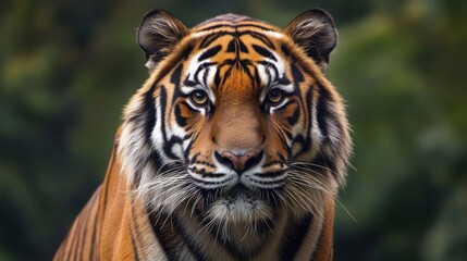 Obraz premium Closeup Portrait of a Tiger in a Dark Forest