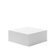 Minimalistic white cube podium platform isolated on transparent background, PNG for elegant product display