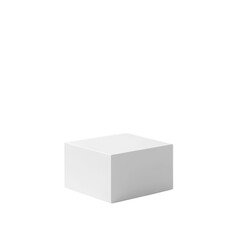 Minimalistic white cube podium platform isolated on transparent background, PNG for elegant product display