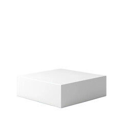 Minimalistic white cube podium platform isolated on transparent background, PNG for elegant product display
