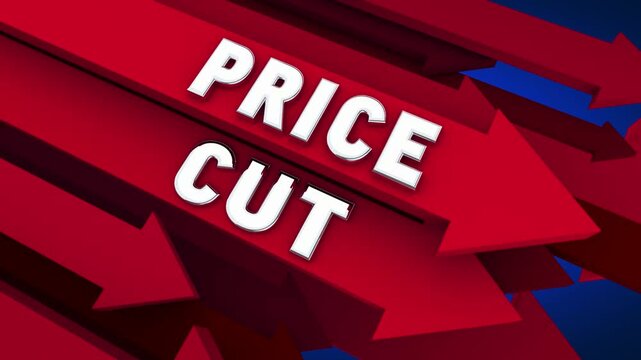 Price Cut Arrows Down Lower Cost Spend Less Save Money 3d Animation