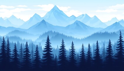 Obraz premium Blue mountain forest landscape