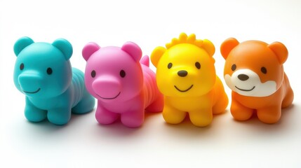 Colorful animal figurines playroom toy collection bright environment close-up view fun concept