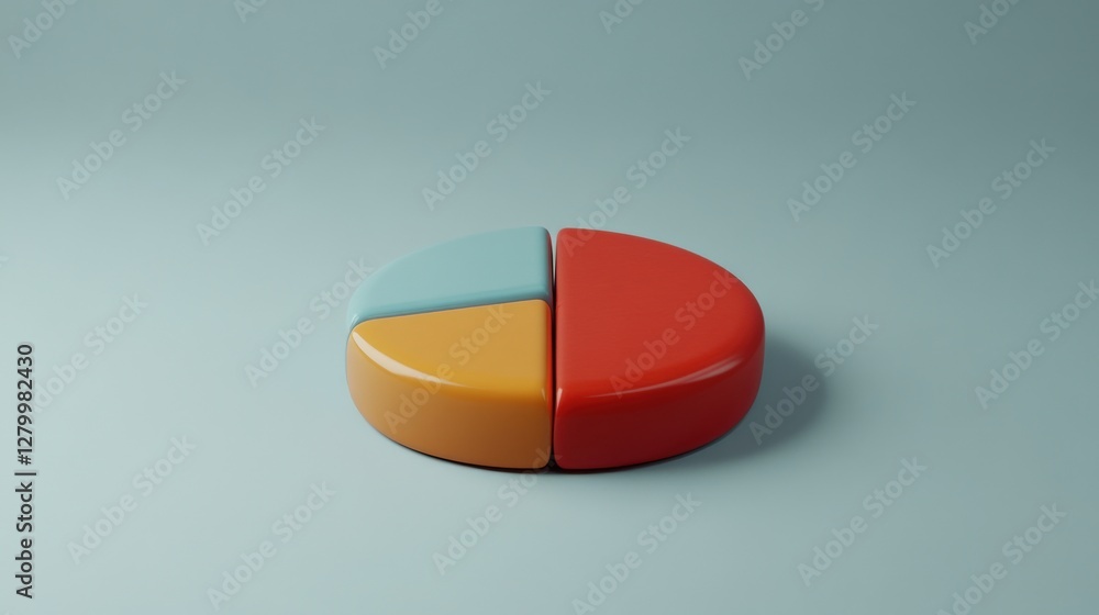 Poster colorful pie chart model representing data distribution on a smooth background