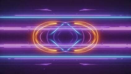 Naklejka premium Neon light symmetrical design background