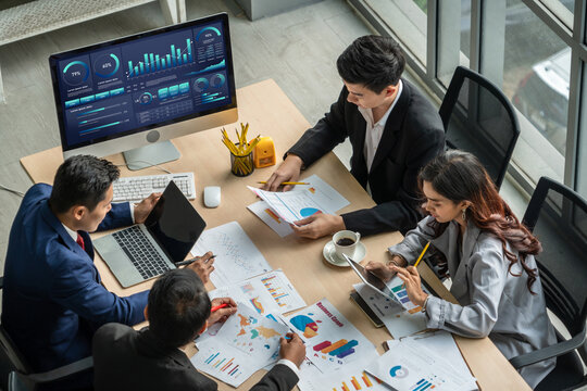 Business data dashboard provide business intelligence analytic for marketing strategy planning snugly with big data set to analyze customer demands and foreseeing business future