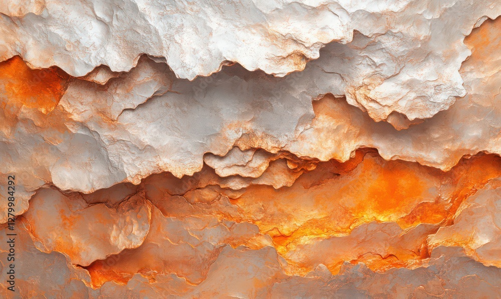 Poster detailed textured abstract pattern with overlapping white gray orange and brown shapes
