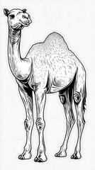 Desert Camel, Profile View, Stock Illustration