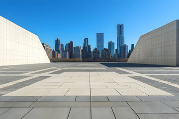 Fototapeta premium Urban Landscape Perspective, Modern Architecture Framing City Skyline View