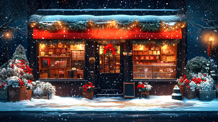 Obraz premium Chocolate shop window at Christmas