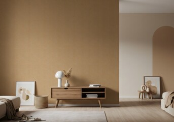 Beige and Gold Minimalist Living Room Interior