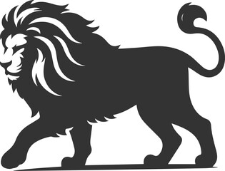 A lion walking slowly with its head lowered vector