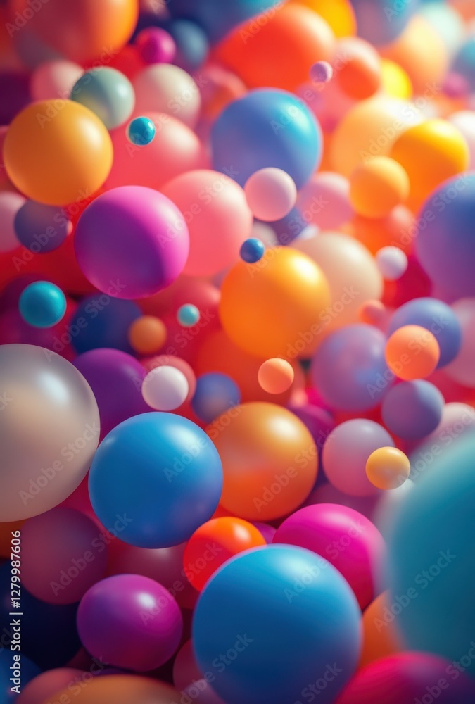 Poster a colorful abstract background of floating bubbles in various sizes and hues creating a joyful and p