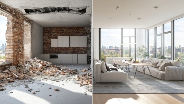 Renovation, apartment, before & after, modern interior