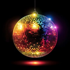 Colorful Disco Ball in Dark Background