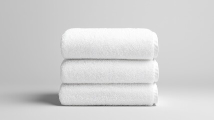 Stacked white towels on a neutral background, for hotel or spa advertising