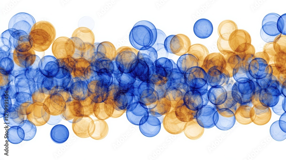 Poster abstract composition of blue and orange circles creating a dynamic visual effect