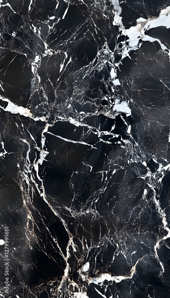 Poster elegant black marble with intricate white veining patterns throughout