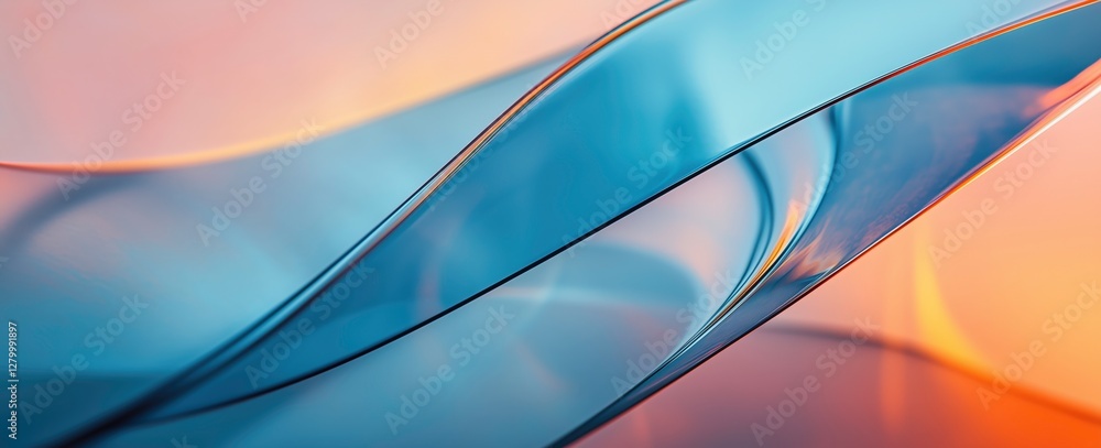 Poster ethereal blue abstraction: abstract shot of curving blue material.the image features fluid, undulati