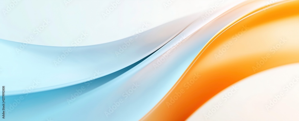 Poster abstract flow: an elegant swirl of vibrant orange and cool blue hues dances across the frame, creati