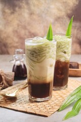 es Cendol  is a sweet ice dessert made from pandan short vermicelli with coconut milk, and palm sugar syrup.
