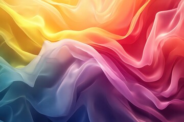 Obraz premium Vibrant rainbow fabric, flowing and sheer. Ideal for designs needing colorful, textured backgrounds.