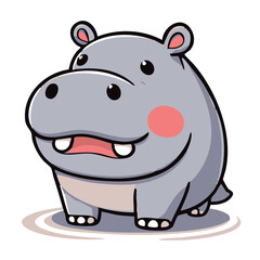 a happy cute cheerful hippo illustration 