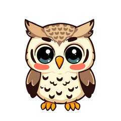A cute happy lovely joyful owl illustration 