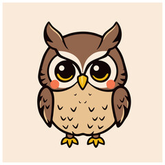 A cute happy lovely joyful owl illustration 
