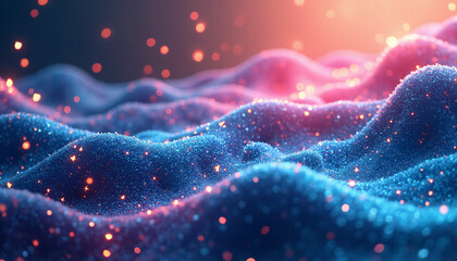 a blue and pink abstract landscape