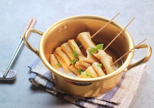Odeng - Korean fish cake skewer in soup
