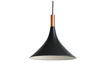 Fototapeta premium Modern Black Cone Pendant Light with Copper Accent.