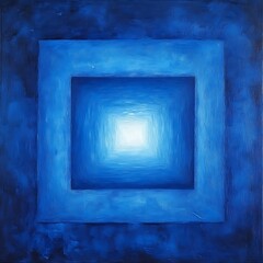 Concentric Blue Squares Painting Overlapping In Darkening Color Gradient